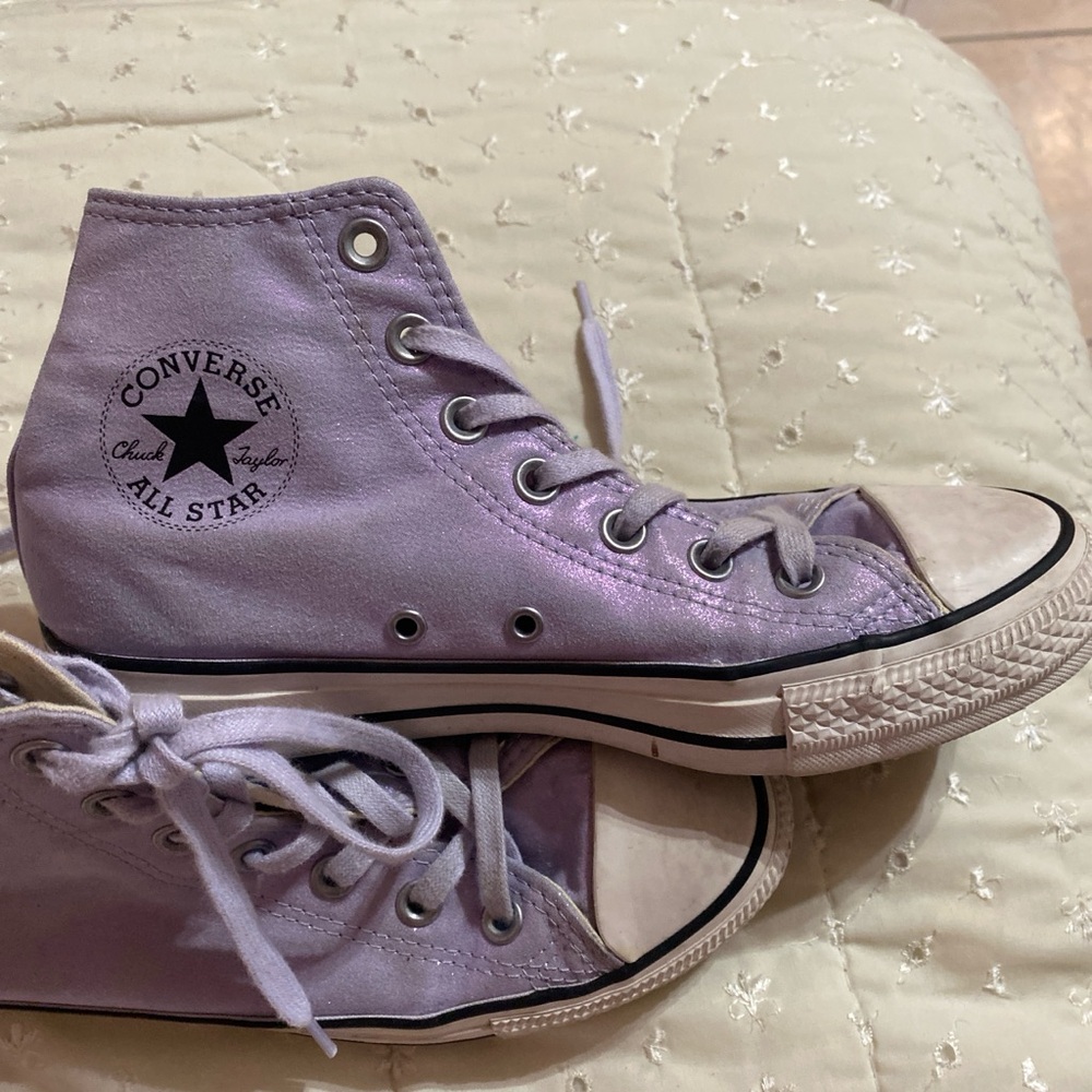 Converse Women's Lavender High-Top Sneakers - Picture 2 of 3
